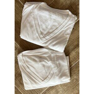 Lot 2 Fresh Clean Tees Shirt Men's Large White V Neck Short Sleeve Casual